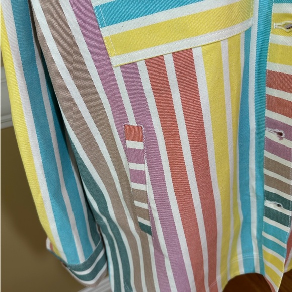Nocturne 2XL Striped Shacket Shirt Jacket Colorful Stripes Front Button Down NWT - Picture 12 of 12